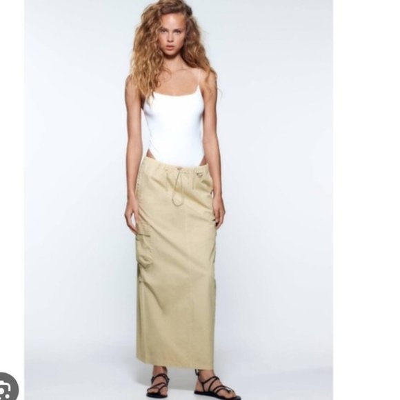 Princess Polly Dresses & Skirts - PRINCESS Polly Cream Cargo Maxi Skirt Size 6